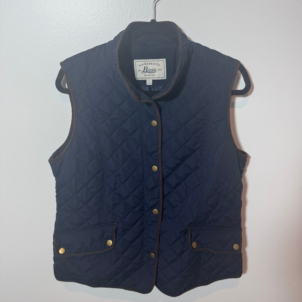 G.H. Bass Puffer Sweater Vest Adult Large Navy Preowned Quilted Fleece
